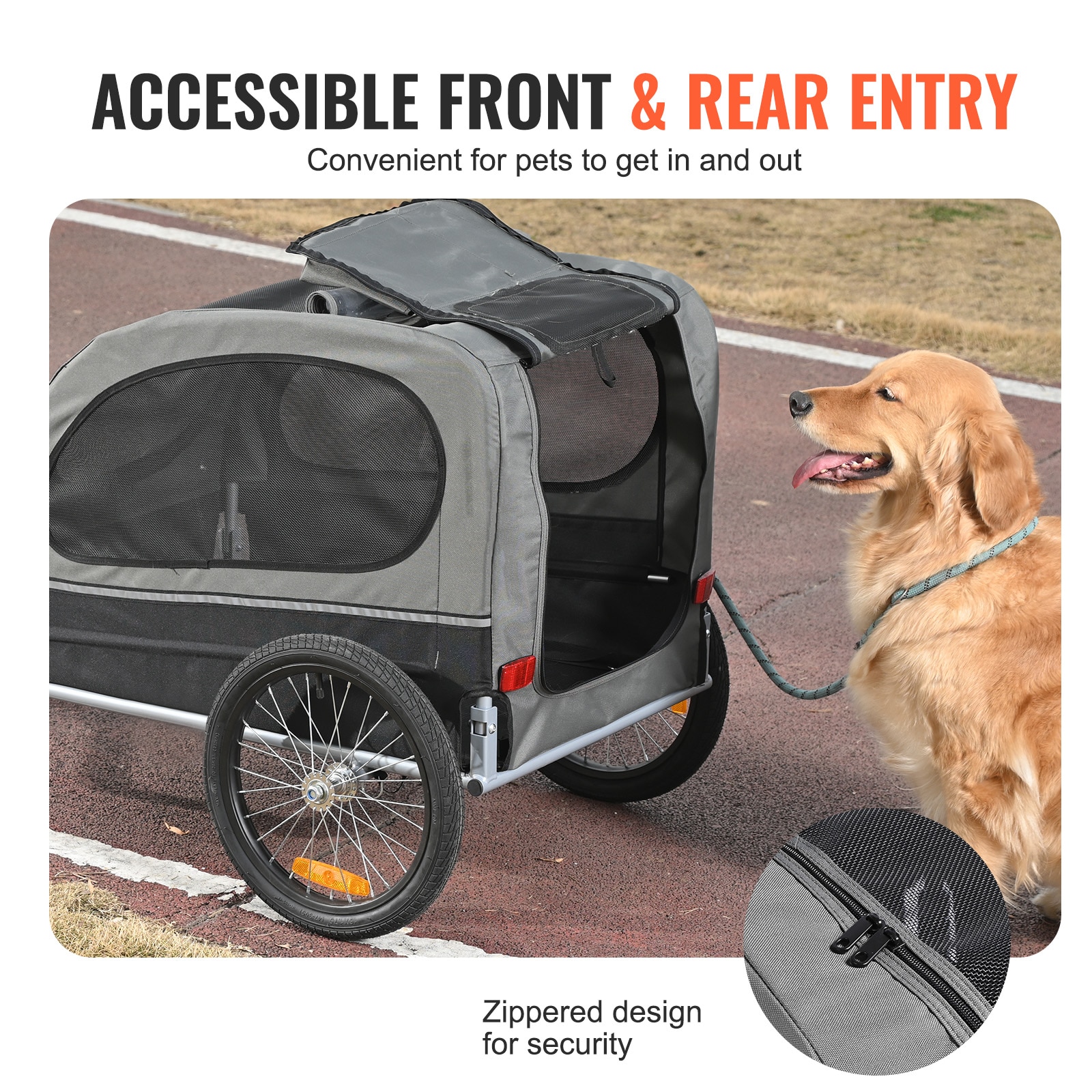 Dog Bike Trailer For Pets, Foldable Pet Bicycle Carrier Black_voghion.com